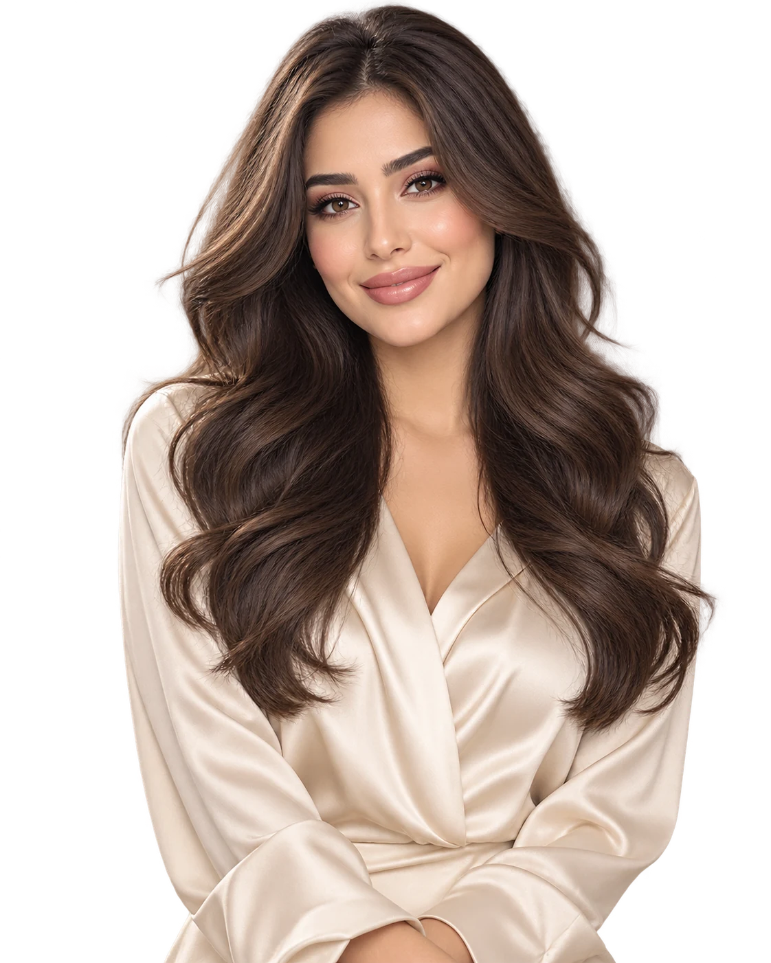 خانمی با میکاپ ظریف و لبخند رضایت